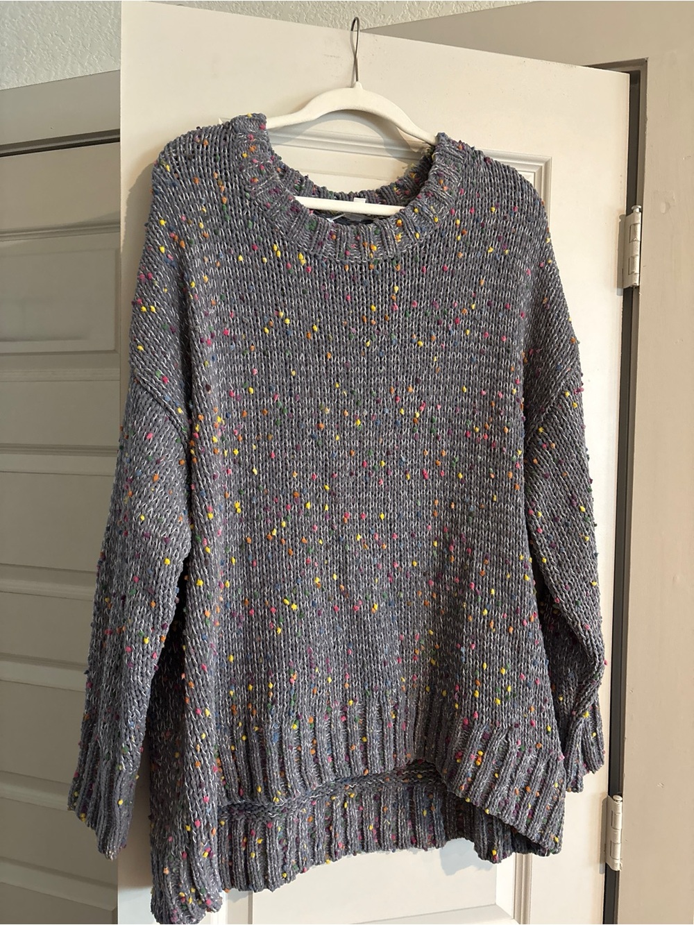 Seven7 Gray Confetti Crewneck Sweater